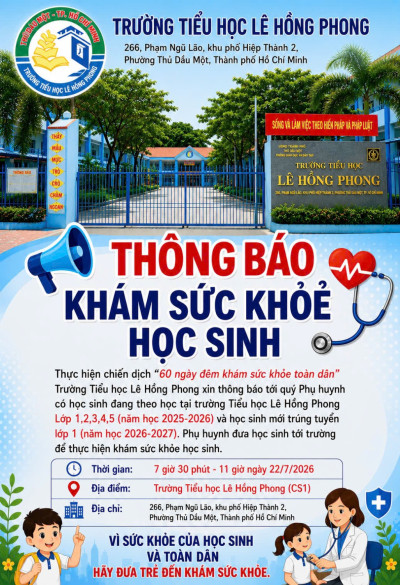 Thông báo khám sức khoẻ học sinh