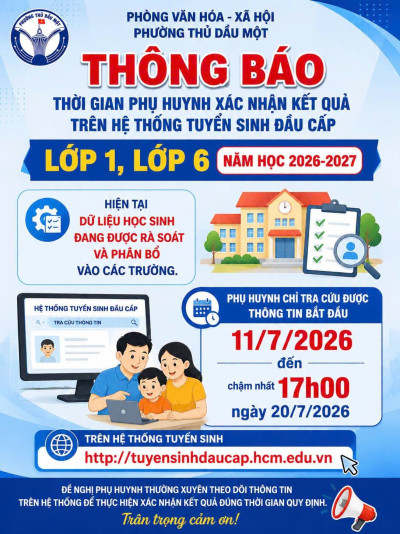 Hướng dẫn phụ huynh tra cứu xác nhận kết quả tuyển sinh Lớp 1